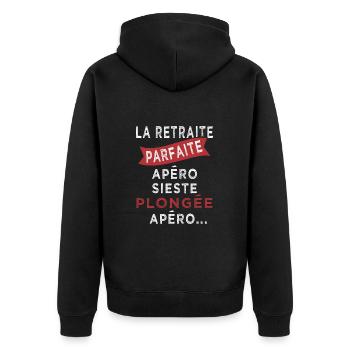 retraite parfaite sieste plongée apero - Veste à capuche bio Premium Unisexe - noir - Dos - Nico (187cm)