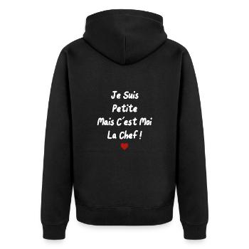 Ich bin klein, aber ich bin der - Unisex Premium Bio Zip Hoodie - Schwarz - Hinten - Nico (187cm)