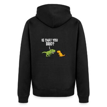 Dino Nuggets Dinosaurier Chicken Nuggets - Unisex Premium Bio Zip Hoodie - Schwarz - Hinten - Nico (187cm)