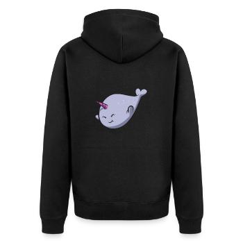 Narval Licorne Baleine - Veste à capuche bio Premium Unisexe - noir - Dos - Nico (187cm)