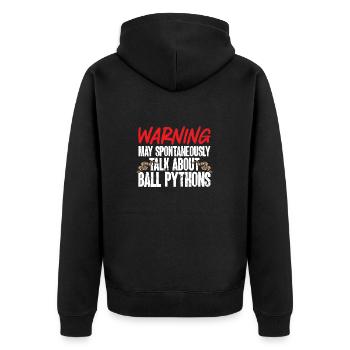Ball Python Snake King Python - Unisex Premium Organic Zip Hoodie - black - Back - Nico (187cm)