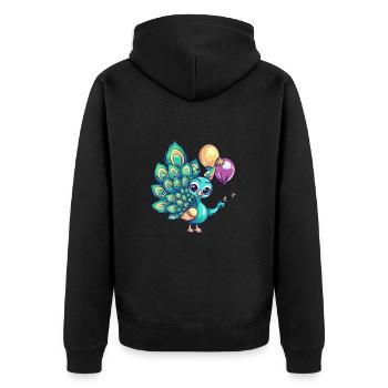 paon oiseau anniversaire bébé - Veste à capuche bio Premium Unisexe - noir - Dos - Nico (187cm)