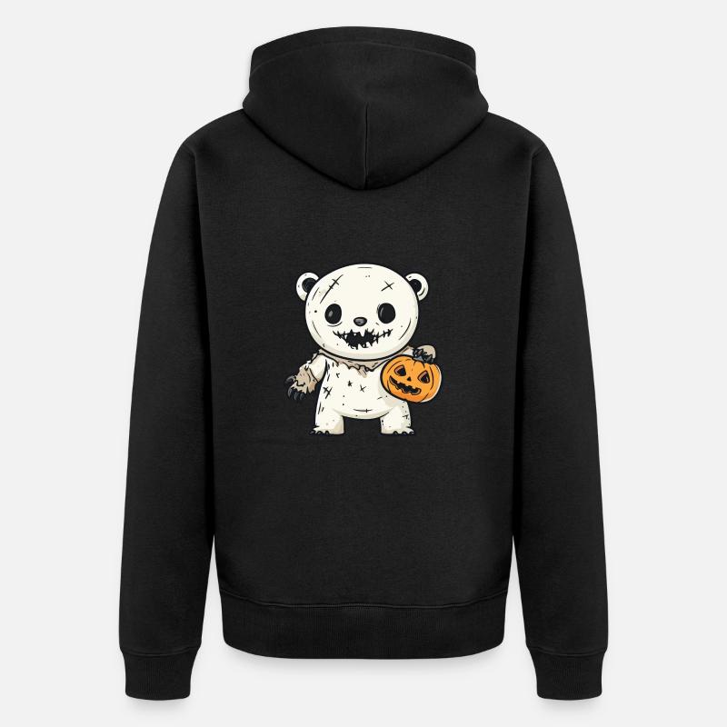 Eisbär Halloween Comic Lustig - Unisex Premium Bio Zip Hoodie - Schwarz