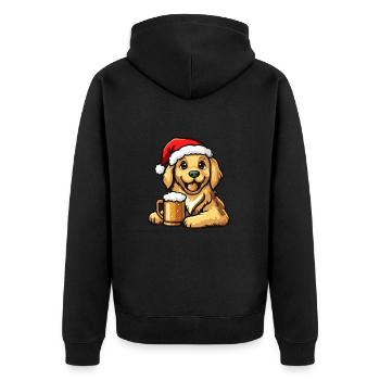 Golden Retriever Hund Bier Xmas Weihnachten - Unisex Premium Bio Zip Hoodie - Schwarz - Hinten - Nico (187cm)