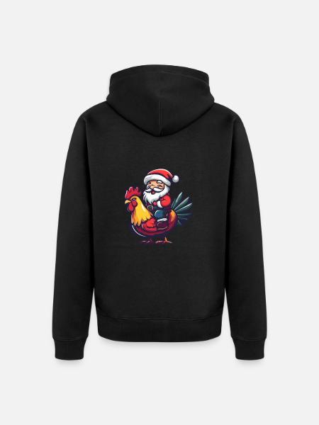 Rooster Santa Claus - Unisex Premium Organic Zip Hoodie - black