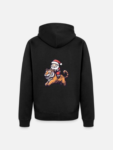 Tiger Santa Claus - Unisex Premium Organic Zip Hoodie - black