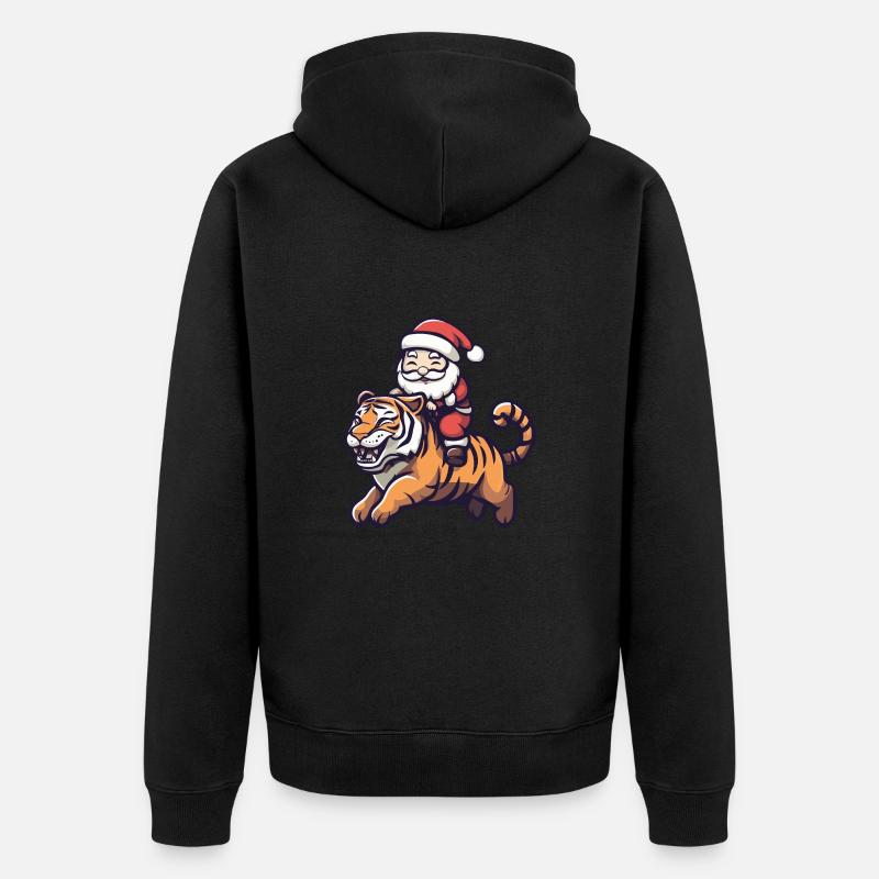 Tigre Père Noël - Veste à capuche bio Premium Unisexe - noir