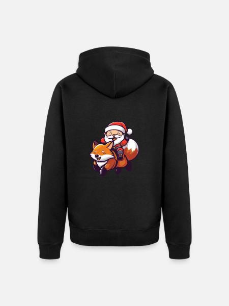 Fuchs Weihnachtsmann - Unisex Premium Bio Zip Hoodie - Schwarz