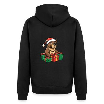Bear Christmas Gifts - Unisex Premium Organic Zip Hoodie - black - Back - Nico (187cm)