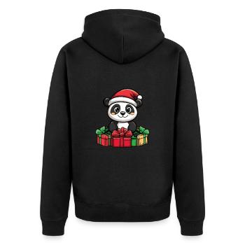 Panda Christmas Gifts - Unisex Premium Organic Zip Hoodie - black - Back - Nico (187cm)