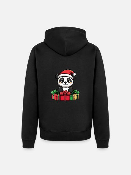Panda Christmas Gifts - Unisex Premium Organic Zip Hoodie - black