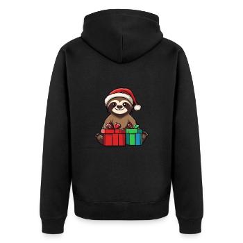 Faultier Weihnachten Geschenke - Unisex Premium Bio Zip Hoodie - Schwarz - Hinten - Nico (187cm)
