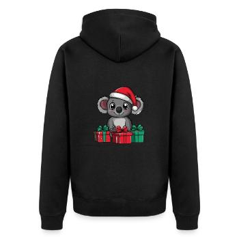 Koala Weihnachten Geschenke - Unisex Premium Bio Zip Hoodie - Schwarz - Hinten - Nico (187cm)