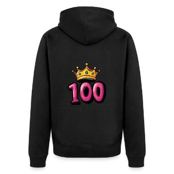 100 Number Crown - Unisex Premium Organic Zip Hoodie - black - Back - Nico (187cm)