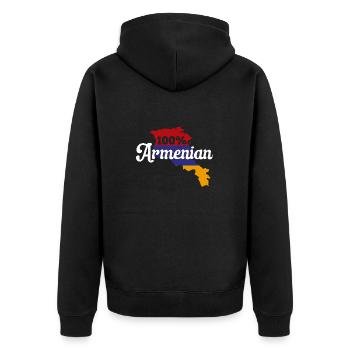 Armenische Flagge Armenien - Unisex Premium Bio Zip Hoodie - Schwarz - Hinten - Nico (187cm)