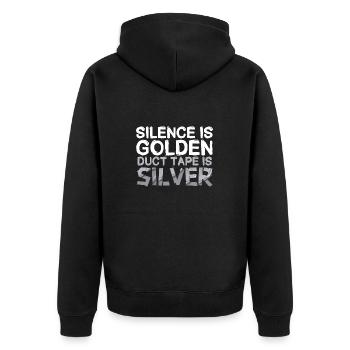 Duct Tape Panzertape Handwerker Klebeband - Unisex Premium Bio Zip Hoodie - Schwarz - Hinten - Nico (187cm)