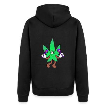 Der Bloom - Dancing Bloom Weed Cannabis Marihuana - Unisex Premium Bio Zip Hoodie - Schwarz - Hinten - Nico (187cm)