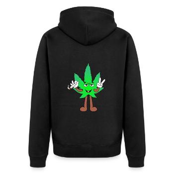 Der Bloom - Weed Cannabis Stoned Hanf Marihuana - Unisex Premium Bio Zip Hoodie - Schwarz - Hinten - Nico (187cm)