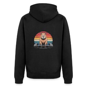 Capybara Weightlifting - Unisex Premium Organic Zip Hoodie - black - Back - Nico (187cm)