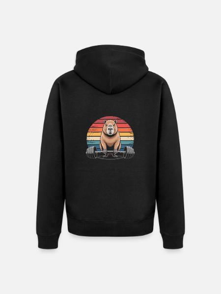 Capybara Weightlifting - Unisex Premium Organic Zip Hoodie - black