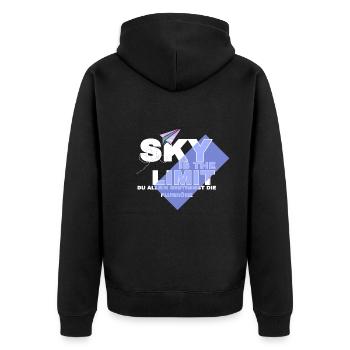 Sky is the Limit. Du allein bestimmst die Flughöhe - Unisex Premium Bio Zip Hoodie - Schwarz - Hinten - Nico (187cm)
