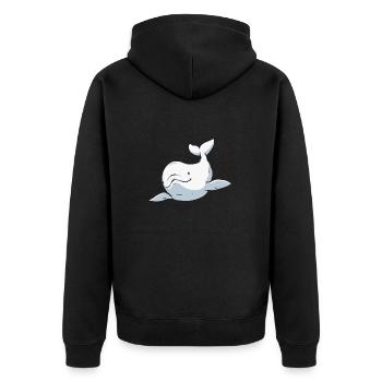 Weißwal Beluga Wal - Unisex Premium Bio Zip Hoodie - Schwarz - Hinten - Nico (187cm)