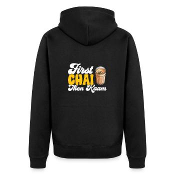 Chai Tea Masala Chai - Unisex Premium Organic Zip Hoodie - black - Back - Nico (187cm)