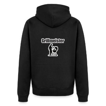 Grillmeister Design - Unisex Premium Bio Zip Hoodie - Schwarz - Hinten - Nico (187cm)