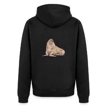 Walross - Unisex Premium Bio Zip Hoodie - Schwarz - Hinten - Nico (187cm)