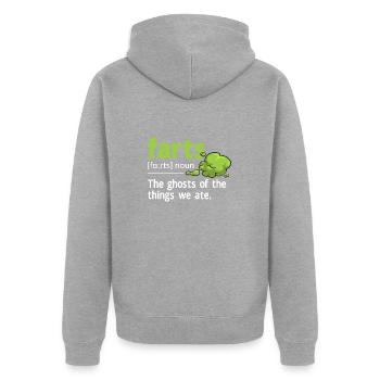 Furz Furzen Pupsen - Unisex Premium Bio Zip Hoodie - Grau meliert - Hinten - Nico (187cm)