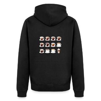 Die leckere Welt des Kaffee - Kaffee - Unisex Premium Bio Zip Hoodie - Schwarz - Hinten - Nico (187cm)