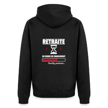Bientôt à la retraite,futur Retraité,Retraitée - Veste à capuche bio Premium Unisexe - noir - Dos - Nico (187cm)