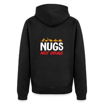 Dino Nuggets Dinosaurier Chicken Nuggets - Unisex Premium Bio Zip Hoodie - Schwarz - Hinten - Nico (187cm)