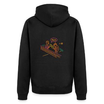 Witziges Doppel Tennis Motiv Geschenk Kollege Team - Unisex Premium Bio Zip Hoodie - Schwarz - Hinten - Nico (187cm)