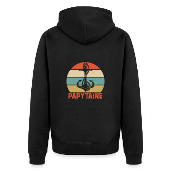 Papytaine Opa Opa Papou Humor Captain - Unisex Premium Bio Zip Hoodie - Schwarz - Hinten - Nico (187cm)