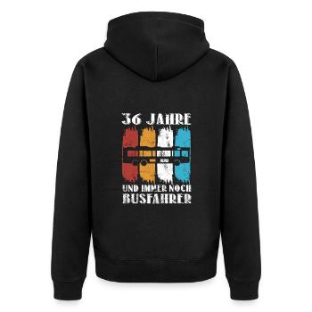 Busfahrer Bus Beruf 36 Geburtstag Busfahren Spruch - Unisex Premium Bio Zip Hoodie - Schwarz - Hinten - Nico (187cm)