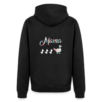 Mama Duck and 3 Ducklings Floral Mom of 3 - Unisex Premium Organic Zip Hoodie - black - Back - Nico (187cm)