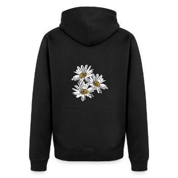 Blume weiß weiße Blume Blumen weiß weiße Blumen - Unisex Premium Bio Zip Hoodie - Schwarz - Hinten - Nico (187cm)
