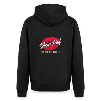 Dein Vater ist mein Cardio - Unisex Premium Bio Zip Hoodie - Schwarz - Hinten - Nico (187cm)