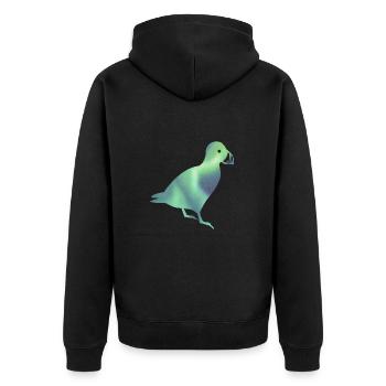 Island Papageitaucher Puffin Iceland Polarlicht - Unisex Premium Bio Zip Hoodie - Schwarz - Hinten - Nico (187cm)