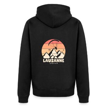 Parapente Lausanne spotair suisse - Veste à capuche bio Premium Unisexe - noir - Dos - Nico (187cm)