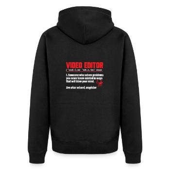 Video Editor Filmemacher Videofilmer - Unisex Premium Bio Zip Hoodie - Schwarz - Hinten - Nico (187cm)