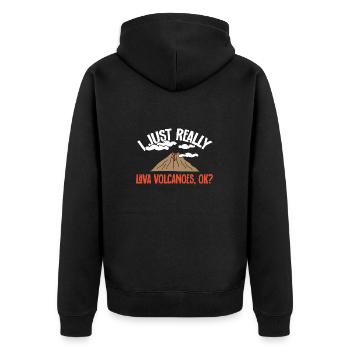 Vulkan Geologie Vulkanologie Lava - Unisex Premium Bio Zip Hoodie - Schwarz - Hinten - Nico (187cm)