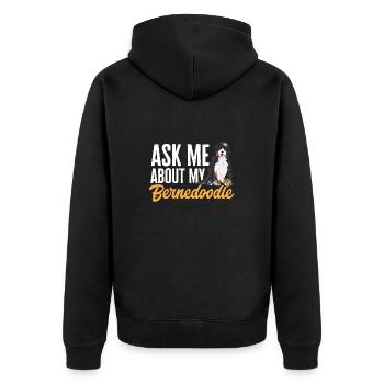 Bernedoodle Dog - Unisex Premium Organic Zip Hoodie - black - Back - Nico (187cm)
