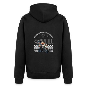 Schnell Biker Motorrad Wichtel - Unisex Premium Bio Zip Hoodie - Schwarz - Hinten - Nico (187cm)