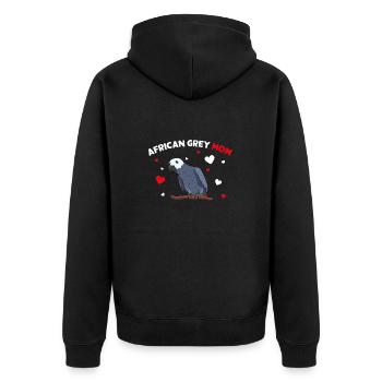 African Grey Parrot Mom Love funny Women - Unisex Premium Organic Zip Hoodie - black - Back - Nico (187cm)