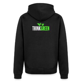 Think Green - Unisex Premium Bio Zip Hoodie - Schwarz - Hinten - Nico (187cm)