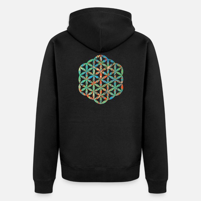 fleur de vie e 4 - Veste à capuche bio Premium Unisexe - noir