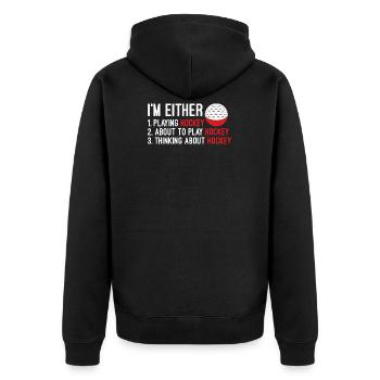 Playing hockey - Unisex Premium Organic Zip Hoodie - black - Back - Nico (187cm)