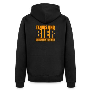 Tennis und Bier - Unisex Premium Bio Zip Hoodie - Schwarz - Hinten - Nico (187cm)